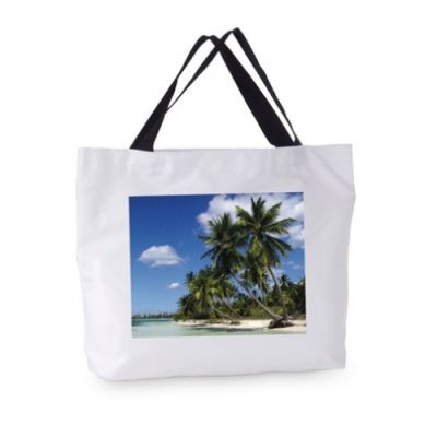 SUBLI Beach Bag - wit zwarte hengsels formaat 38 x 50 cm.